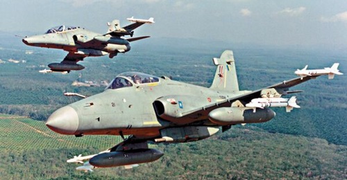 A file image depicting a Royal Malaysian Air Force Hawk 208 in the foreground with a Hawk 108 in the background.