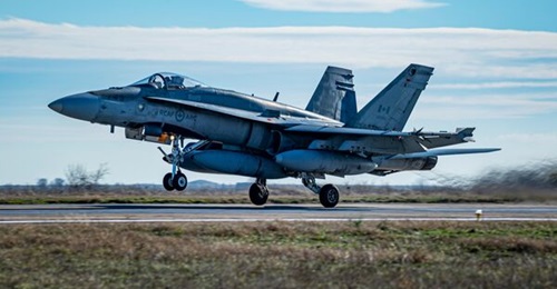 A Royal Canadian Air Force CF-188 takes off on 1 December 2021. Boeing and its Block III Super Hornet was eliminated from final eligibility for Canada's fighter procurement.