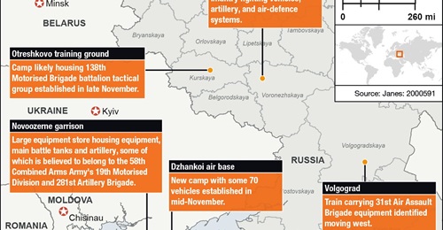 Russian military equipment deployments near the Ukrainian border.