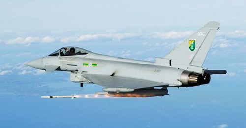 A file photo of an RAF Typhoon launching an ASRAAM missile. On 14 December the service scored its first aerial victory in decades when it downed a 'hostile' drone over Syria.