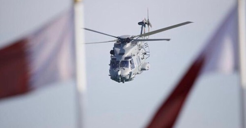 An image of an NH90 helicopter participating in the Qatar national day flypast, published by the MoD on 18 December.