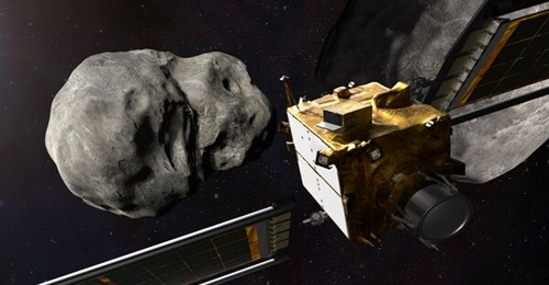 An artist's illustration of NASA's Double Asteroid Redirection Test spacecraft, from behind. The US launched its DART mission to investigate requirements for preventing a hazardous asteroid from hitting Earth.