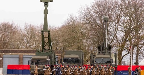 The British Army 16 Regiment Royal Artillery's changing of the colours parade on 27 January to mark the official transition from the Rapier FSC to Sky Sabre.
