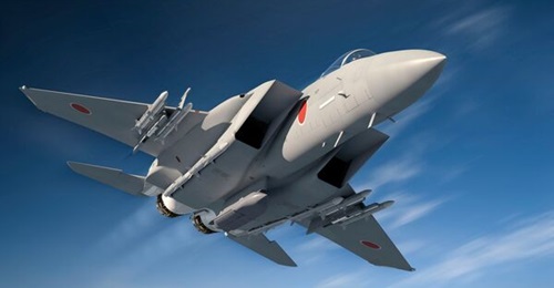 An artist's impression of the JSI configuration for Japan's fleet of upgraded F-15J Eagle fighters.