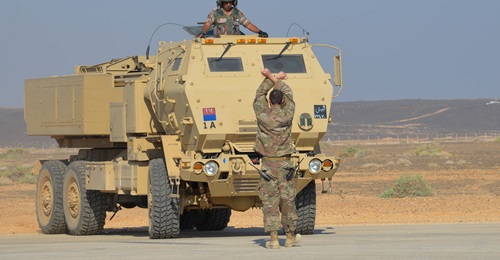 An M142 from Jordan's 29th Royal HIMARS Battalion during Exercise 'Lion Flight' in 2018.
