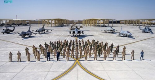Participants of Exercise 'Spears of Victory 2022' at the new Air Warfare Center at King Abdulaziz Air Base.