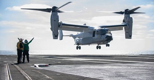 The US Navy's CMV-22B Osprey carrier onboard delivery aircraft achieved initial operating capability.
