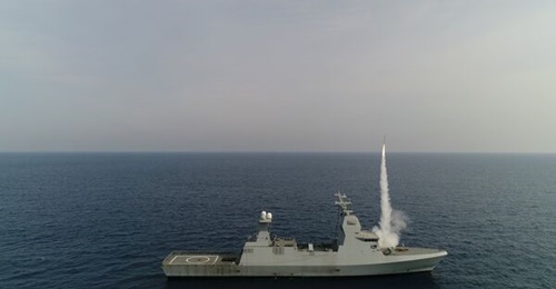 launches a Tamir interceptor during the first test of its C-Dome air-defence system.