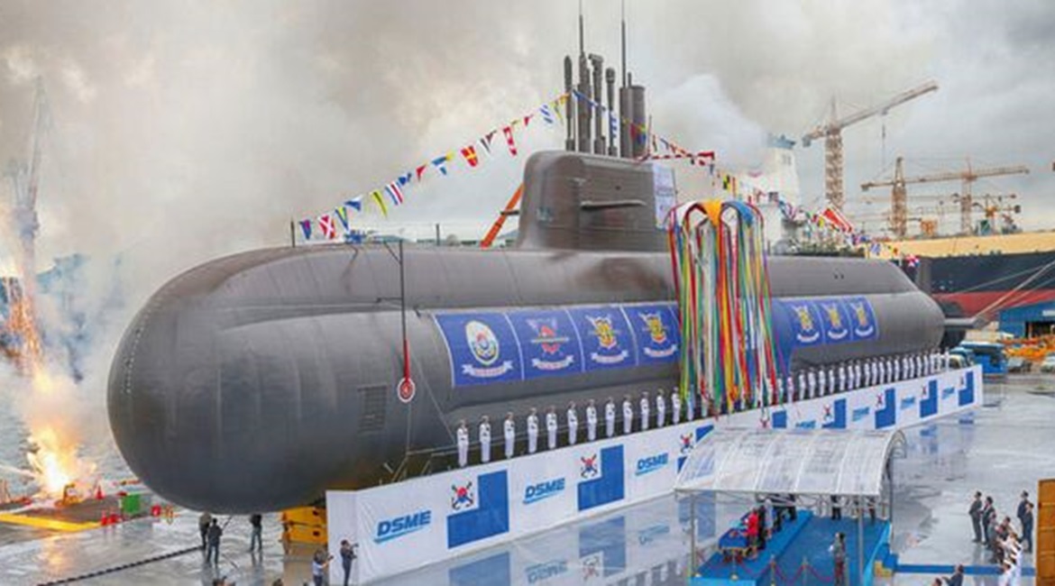 South Korea has for the first time tested a locally developed SLBM from an underwater test barge as the RoKN prepares to induct its first SLBM-capable Dosan An Chang-ho (KSS-III)-class submarine (seen here during its launch ceremony in September 2018).