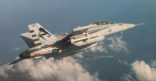 The NGJ0MB seen during flight trials aboard an EA-18G Growler.