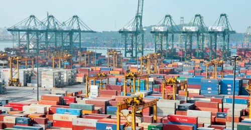 A view of the Port of Singapore, which has often been ranked as the world's busiest transhipment hub.