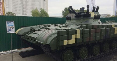 Zhytomyr products included the Strazh fire support vehicle, pictured at the 2017 Arms and Security Exhibition in Kyiv.