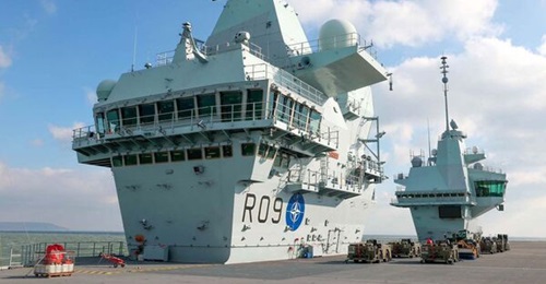 UK Royal Navy carrier HMS 
        
        sets sail for the Arctic in its first operational tasking as command ship of NATO's Maritime High Readiness Force.
