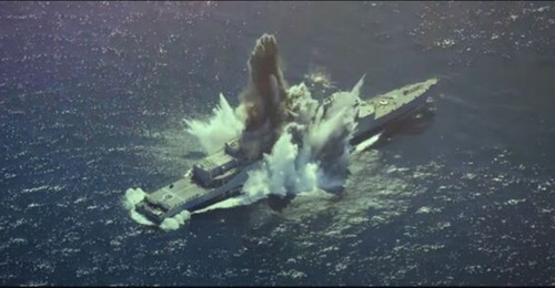 A decommissioned Tariq-class frigate being hit with a single DM-2A4 torpedo fired from Pakistan's Agosta 90B submarine, PNS 
        
        .