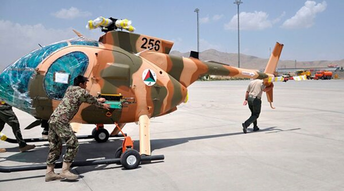 The MD 530F is one of a number of aircraft types operated by the Afghan Air Force that will now need to be ferried in and out of the UAE for maintenance, repair, and overhaul.