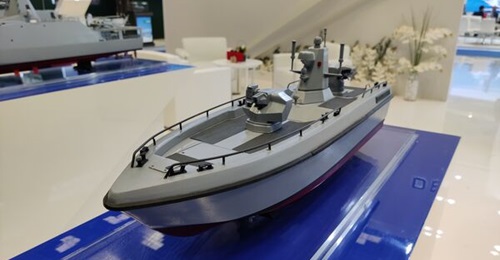 Dearsan's USV 15 armed USV on display at DIMDEX 2022.