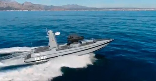 The Ulaq armed USV pictured on trials in 2021.