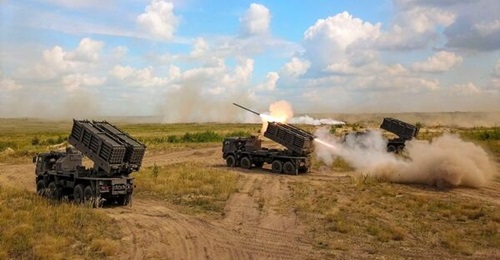 An ISDM Zemledeliye battery in use during the quadrennial strategic-level Zapad-2021 exercise in September.