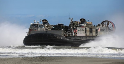 A US Navy LCAC carrying a part of the first-ever amphibious insert of a Patriot Minimum Engagement Package (MEP). The operation was conducted on the island of Luzon, the Philippines, in March 2022.
