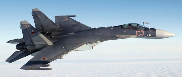 A file photo of an Su-35 'Flanker-E' multirole combat aircraft, of the type that came down in eastern Ukraine on 3 April.