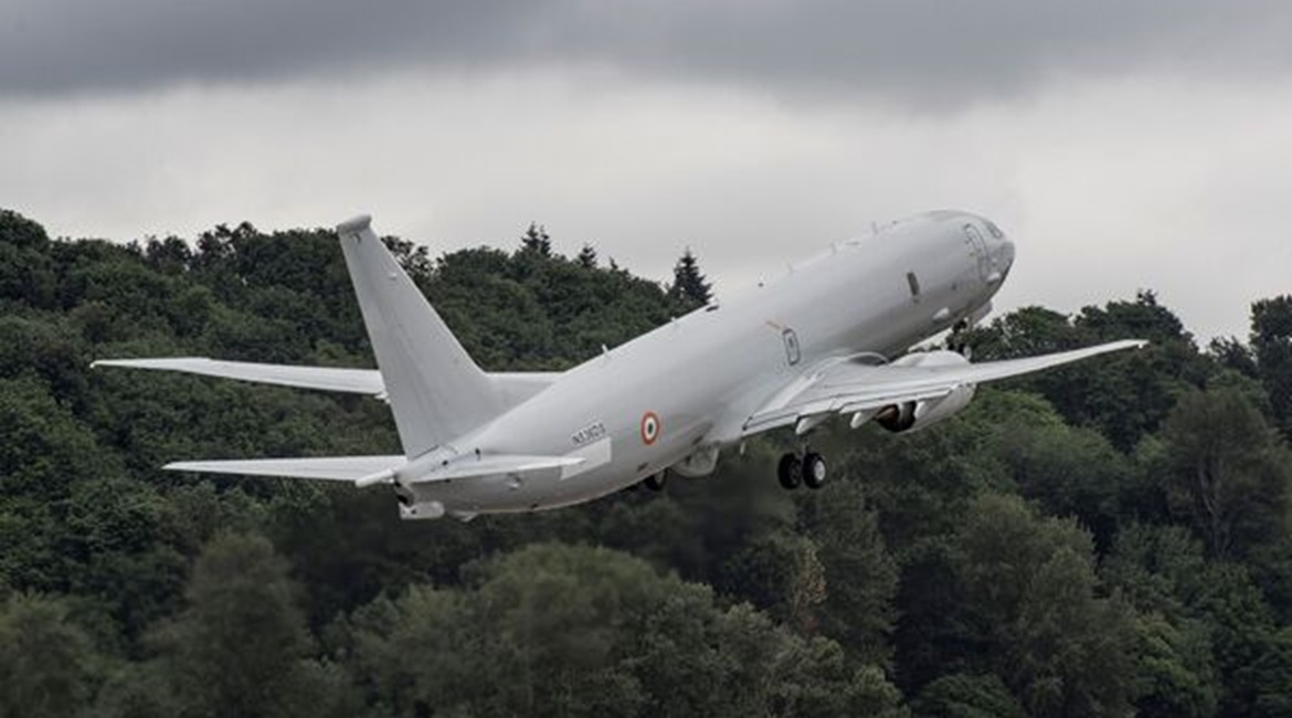 The tenth P-8I Neptune for the Indian Navy departs Boeing's production facility near Seattle, Washington.