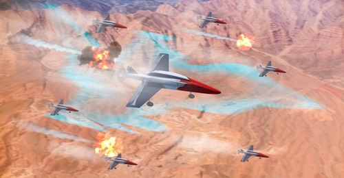 An artist's impression of a swarming drone demonstration that Leonardo conducted for the RAF in 2020.