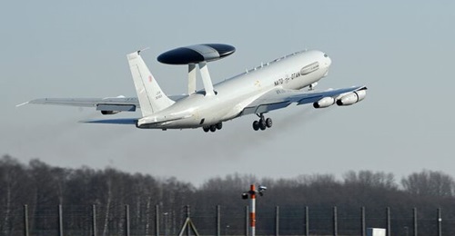 The first of 14 NATO AWACS aircraft departs for the FLEP upgrade programme.