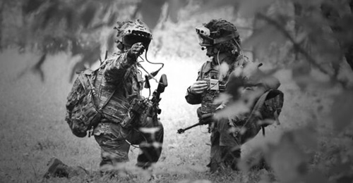 US Army soldiers from the 82nd Airborne Division use an IVAS prototype during a trench-clearing exercise in October 2020 at Fort Pickett in Virginia.