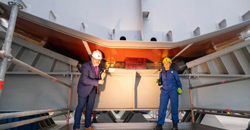Babcock lays the keel for the UK Royal Navy's first Type 31 frigate, HMS 
        
        , at its Rosyth facility in Scotland on 26 April.