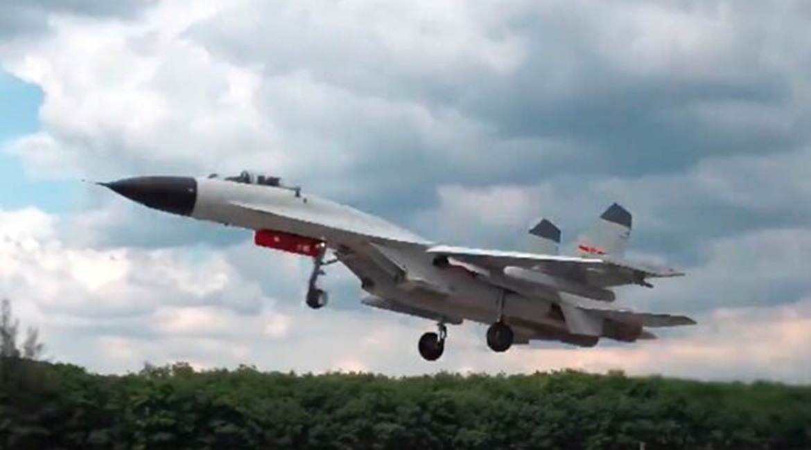 Chinese state-owned media released video footage on 15 July showing a PLANAF J-11BH multirole fighter aircraft equipped with a previously unseen ECM pod.