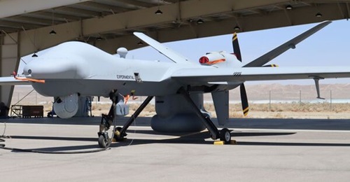 The Leonardo Seaspray AESA radar is housed in an underfuselage pod for both the MQ-9A test aircraft (pictured) and the MQ-9B SeaGuardian UAV.