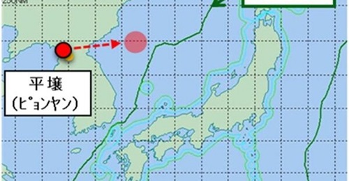 According to Japan's MoD, the ballistic missile that North Korea launched on 4 May flew about 500 km, at a top altitude of about 800 km, and fell off the east coast of North Korea, outside Japan's exclusive economic zone.