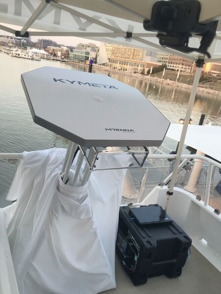Kymeta showed its commercial maritime system at the Satellite 2016 conference in Washington, DC. Similar systems are in use by the US in military applications.