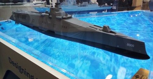 A model of the Smart 8000 destroyer concept, unveiled by Navantia Australia at Indo Pacific 2022.