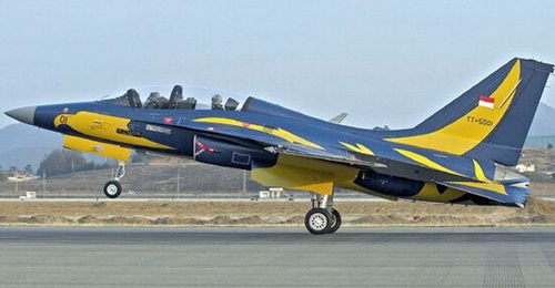 The first example of 16 T-50i trainers that Indonesia signed for in 2011. Jakarta is procuring an additional six airframes and is looking for a foreign loan to fund this purchase.