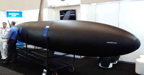 The large unmanned underwater vehicle unveiled by the Royal Australian Navy and C2 Robotics at Indo Pacific 2022.