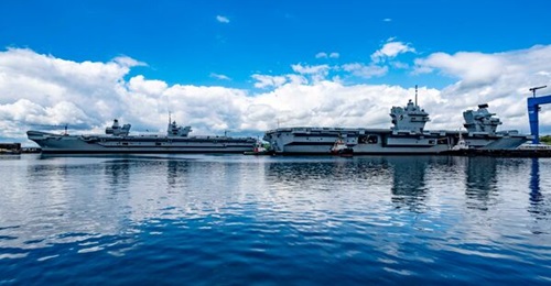 The UK RN's two QEC aircraft carriers at Babcock's Rosyth Dockyard.