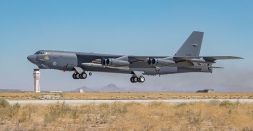 A B-52H Stratofortress conducts a captive-carry flight test of the AGM-183A ARRW. The 14 May boosted flight test comes after three failed attempts and several captive-carry tests.