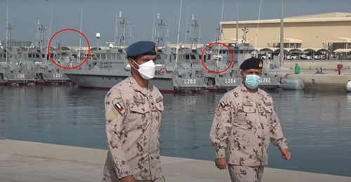 A still from the WAM video shows L205 fitted with a new launcher and EODS (circled left) and L204 fitted with a Hitrole-G (circled right).