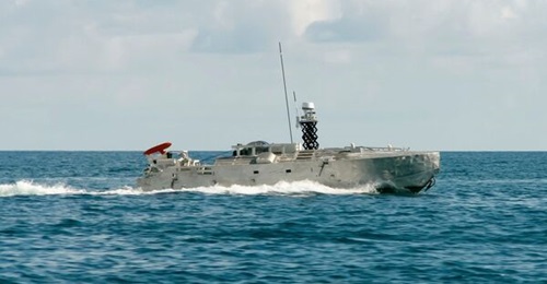 The US Navy expects to reach initial operational capability in 2022 with the Littoral Combat Ship countermine mission module, which will employ unmanned surface vessels like this prototype developed by Textron.