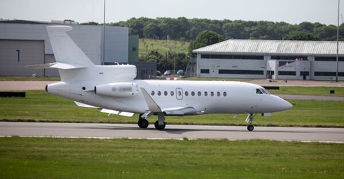 The first of two Falcon 900LX VIP aircraft seen at RAF Northolt for pre-delivery induction tests on the same day that the MoD named the type Envoy IV.