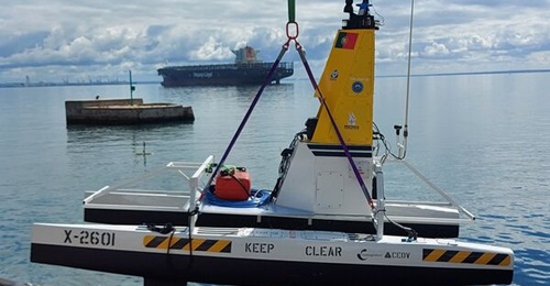 The X-2601 survey USV developed by the Portuguese Navy's Unmanned Vehicles Operational Experimentation Cell.