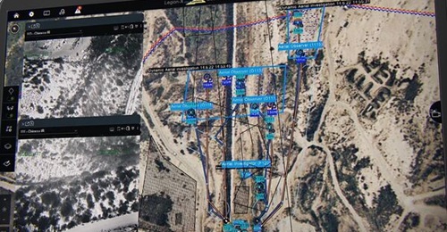 Legion-X operator screen during Elbit Systems' Eurosatory 2022 demo, showing platform tracks and screen-in-screen video feeds.