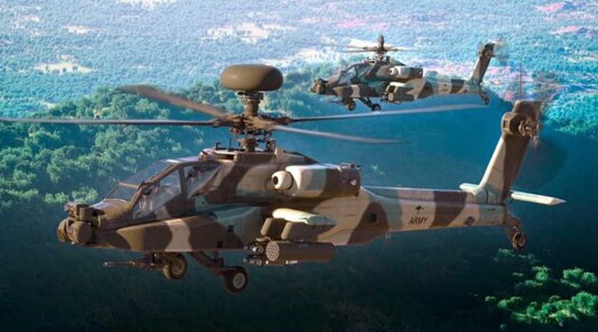 A CGI showing two AH-64E Apache Guardian helicopters in Australian Army livery. The US State Department has approved a potential USD3.5 billion FMS to Australia of 29 AH-64Es along with related equipment and services.