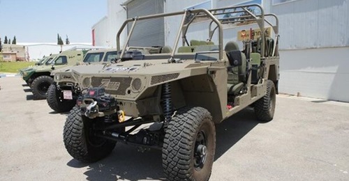 A Zmag outside at the Elta Land Division facility in Beer Sheva with a Zibar and Ram Mk3 vehicles behind.