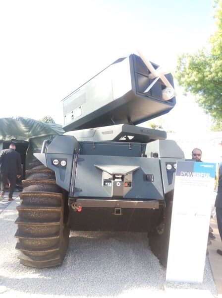 Rheinmetall displayed its Mission Master XT A-UGV with Hero 120 loitering munition at Eurosatory 2022.