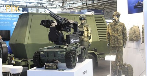 Natrix UGV equipped with FN Herstal deFNder Light remote weapon station at Eurosatory 2022.