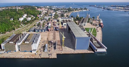 An artist's impression of planned PGZ Naval Shipyard modernisation for Poland's Miecznik coastal defence frigate programme.