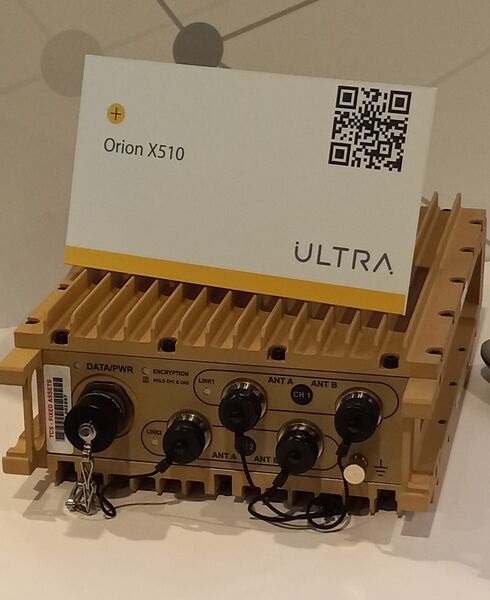 Ultra Electronics displayed its Orion X510 radio at the US Navy League's Sea-Air-Space Exposition in April 2022. The radio enables deployed forces to share data.