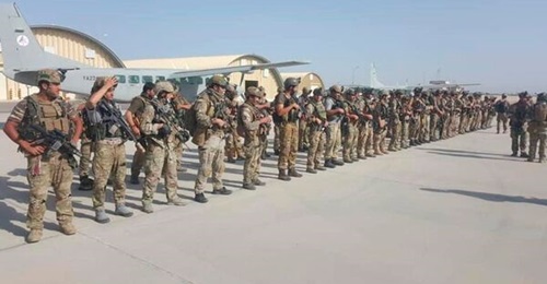 Afghan special forces after arriving in Herat on 1 August to help defend the western Afghan city from Taliban attacks.